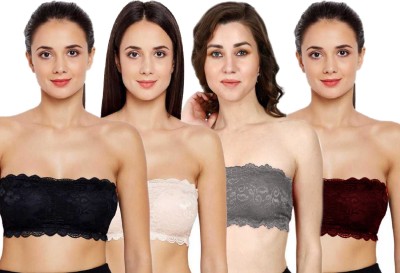 ComfyStyle Women Bandeau/Tube Heavily Padded Bra(Black, Beige, Grey, Brown)