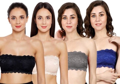 ComfyStyle Women Bandeau/Tube Heavily Padded Bra(Black, Beige, Grey, Blue)