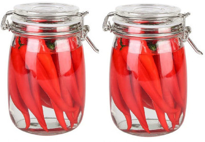 PLENARO Glass Utility Container  - 1000 ml(Pack of 2, White)