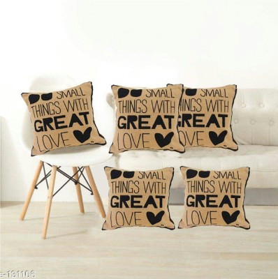 FLYER Polyester Cushions & Pillows Cover(Pack of 5, 40 cm*40 cm, Brown, Black)