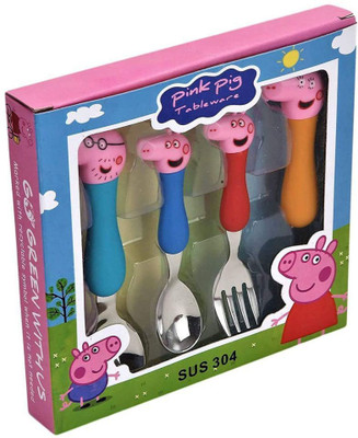 tryzens PEPPA SPOON Plastic, Steel Baby Fork Set(Pack of 4)