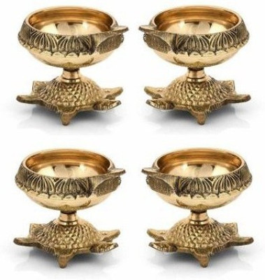 SBBCO Brass Table Diya Set(pack of 4) Brass (Pack of 4) Table Diya Set(Height: 2.25 inch)