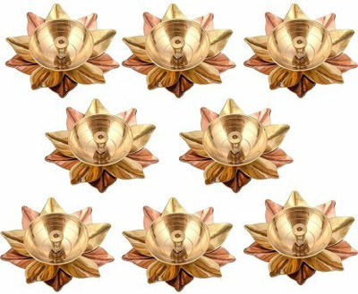 VALUE CRAFTS Brass (Pack of 8) Table Diya Set(Height: 1.5 inch)