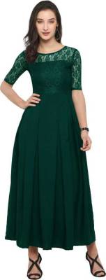 Krunal Raiyani Women Maxi Green Dress