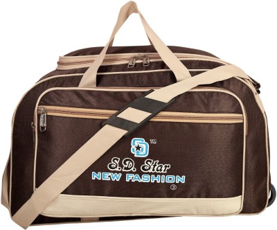 SD Star (Expandable) Lightweight Travel Duffel Bag With 2 Wheels For Men and Women-Brown Duffel With Wheels (Strolley)