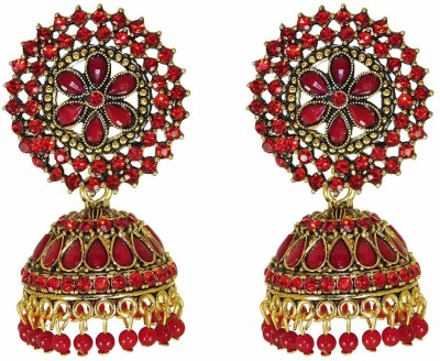 Happy Stoning Happy Stoning Designer Gold Plated Earrings Brass Jhumki Earring