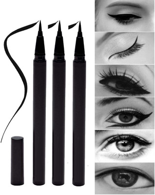 ADJD pigmented quick dry matte finish & water proof sketch eye liner pack of 3 7.5 g(black)