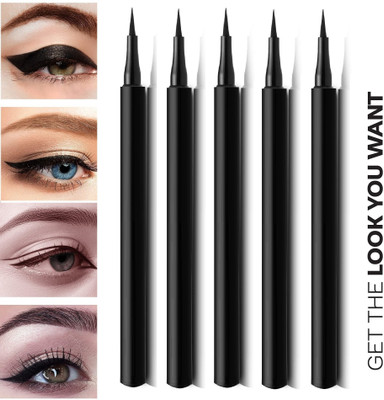 ADJD MATTE FINISH WATER PROOF JET BLACK SKETCH EYE LINER PACK OF 5 12.5 g(BLACK)