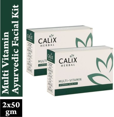 calix Herbal Organic Multi-Vitamin Ayurvedic Facial Kit For Remove Dead Cells - Moisture Locking Boon Enriched With Vegetable & Almond Oil | Men & Women Suitable For All Skin Type - (Set of 5) 50 Gm - Pack Of 2(5 x 10 g)