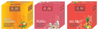 AlAroma Leafs Haldi Chandan with Pearl & Mix Fruit Bleach Cream (Pack of 3)(3 Items in the set)