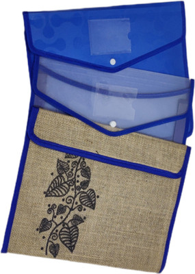 ERIKRAUZ COMBO PACK HEAVY DUTY A4/LEGAL DOCUMENT FILE FOLDER A4(Set Of 3, Blue)