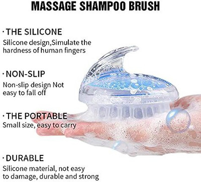 FOBIXEN Scalp Massager Shampoo Brush Head Massage Soft Silicone Bristles Care and...
