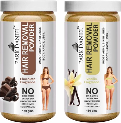 PARK DANIEL Premium Chocolate + Vanilla Fragrance Hair Removal Powder- For Underarms, Hand, Legs & Bikini Line(Three in one Use)Combo Pack of 2 Jars of 150gm (300gm) Wax(300 g, Set of 2)