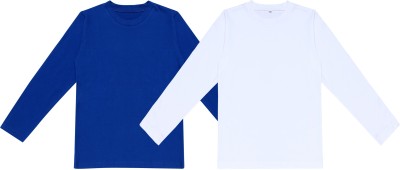 DIAZ Boys Solid Pure Cotton T Shirt(Multicolor, Pack of 2)