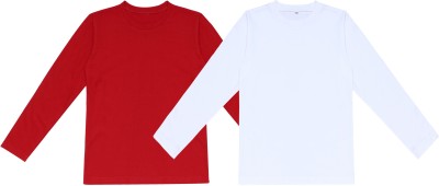 DIAZ Boys Solid Pure Cotton T Shirt(Multicolor, Pack of 2)