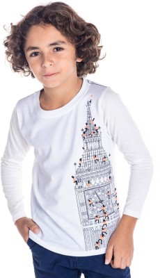 Nitt Hyman  - Cherry Crumble Boys Printed Polycotton Regular T Shirt(White, Pack of 1)