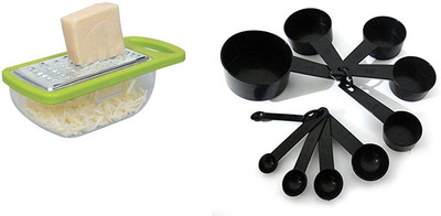 NOHUNT Kitchenware Plastic and Stainless Steel Garlic Ginger Paneer and Cheese Grater with Detachable Unbreakable Clear Standard Storage Container Collector Box With 8pcs Measuring Cup and Spoon Set, Multi Purpose Kitchen Tool, Measuring Cups for Kitchen, Cake Baking Accessories, Measuring Spoons an NOHUNT Kitchenware Plastic and Stainless Steel Garlic Ginger Paneer and Cheese Grater with Detachable Unbreakable Clear Standard Storage Container Collector Box With 8pcs Measuring Cup and Spoon Set, Multi Purpose Kitchen Tool, Measuring Cups for Kitchen, Cake Baking Accessories, Measuring Spoons an