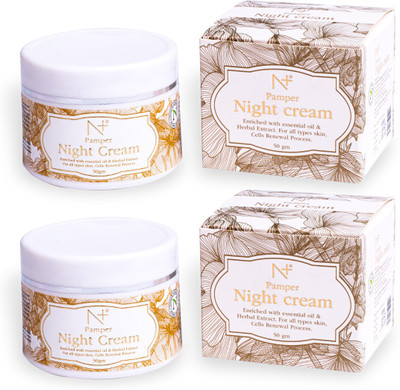 N PLUS Professional Pamper Night Cream Enriched with Essential Oil & Herbal Extract for All types Skin, 50gm (Pack of 2)(100)