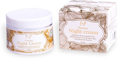 N PLUS Professional Pamper Night Cream Enriched with Essential Oil & Herbal Extract for All types Skin, 50gm (1)(50 g)