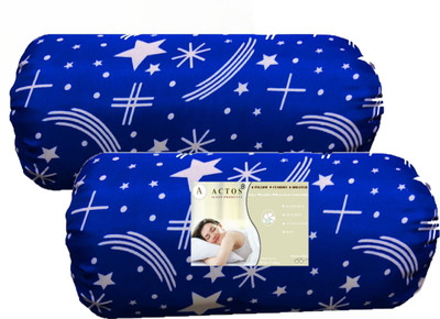 ACTOS Microfibre Abstract Bolster Pack of 2(Blue, White)