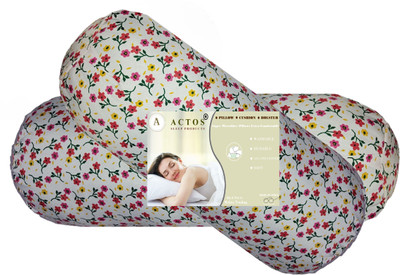 ACTOS Flower Microfibre Floral Bolster Pack of 2(Multicolor)