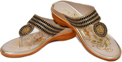 R N COLLECTION Women Flats(Gold , 8)