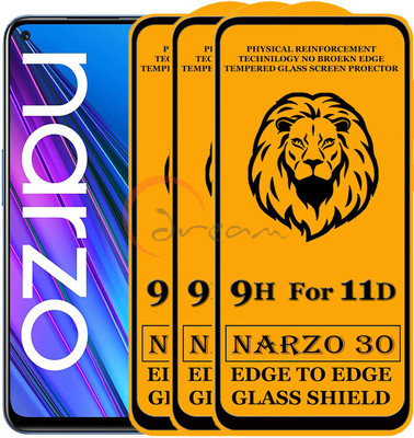 Dream Edge To Edge Tempered Glass for Realme Narzo 30(Pack of 3)