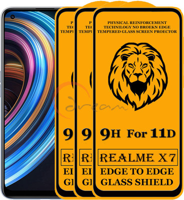 Dream Edge To Edge Tempered Glass for Realme X7(Pack of 3)