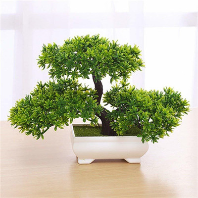 WhiteAsh Artificialbonsoiwildplant Bonsai Wild Artificial Plant  with Pot(23 cm, Green)