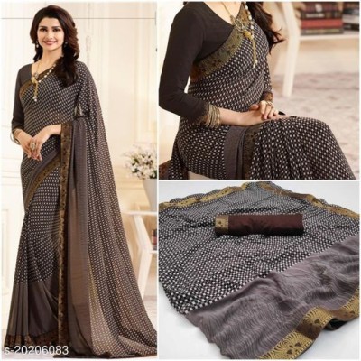 VIRHAN Embellished, Digital Print, Printed Bollywood Georgette, Chiffon Saree(Grey)