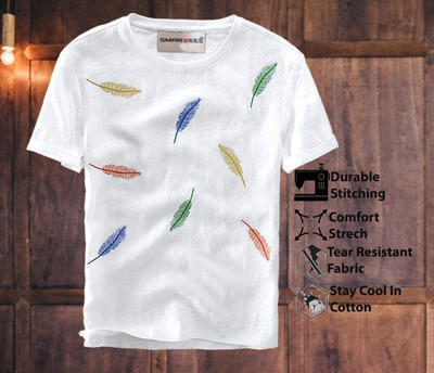 Smartees Printed Men Round Neck White T-Shirt
