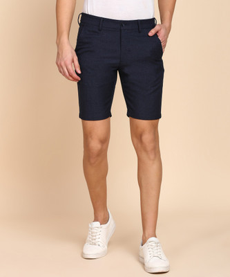 PETER ENGLAND Self Design Men Dark Blue Regular Shorts