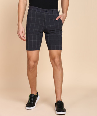 PETER ENGLAND Checkered Men Grey Regular Shorts
