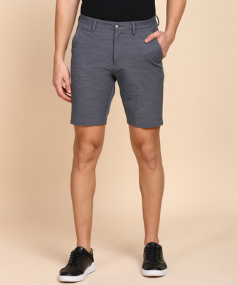 PETER ENGLAND Self Design Men Grey Regular Shorts