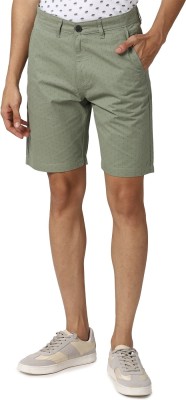 PETER ENGLAND Geometric Print Men Green Regular Shorts