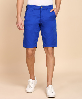 Peter England University Solid Men Blue Chino Shorts