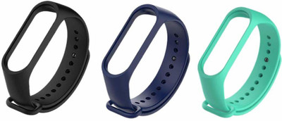 AUDICE Mi Band 3 strap combo Combo of 3 pack Black Sea Green and Blue Xiaomi Mi Band 3/ Mi Band 4 Watch band Silicone Strap Colour Band Bracelet (Not Compatible with Mi Band 1/2) Smart Band Strap Smart Band Strap(Black, Green, Blue)