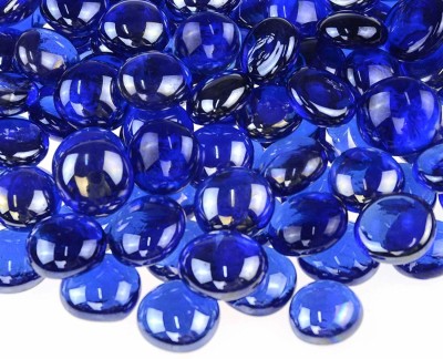 ERCOLE Decorative Flat Gems Polished Glass Beads Pebble Stones for Plant Pots Vase Fillers Aquarium Home Decor Garden Decoration (Sapphire Blue, Dia: 17-19mm, 4 Kg) Carved, Polished, Regular Round, Oval Fire Glass Pebbles(Blue 4 kg)