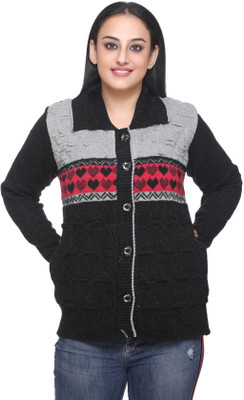 PIPASA WOMEN Colorblock Collared Neck Casual Women Multicolor Sweater