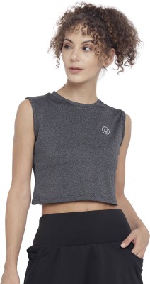 CHKOKKO Solid Women Round Neck Grey T-Shirt