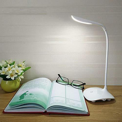 Fidrox Rechargeable LED Touch On/Off Switch Desk Lamp Children Eye Protection Student Study Reading Dimmer Rechargeable Led Table Lamps USB Charging Touch Dimmer(Desk Lights for Study)/ (White) Study Lamp(31 cm, White)