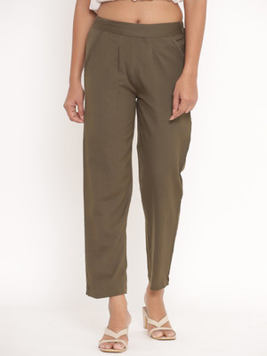 Fabriko Regular Fit Women Brown Trousers