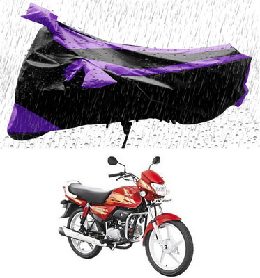 Mdstar Waterproof Two Wheeler Cover for Hero(HF Deluxe, Black, Purple)
