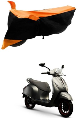 Genipap Two Wheeler Cover for Bajaj(Chetak, Black, Orange)