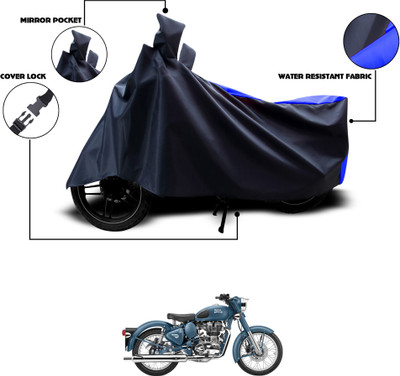 GOSHIV-car and bike accessories Waterproof Two Wheeler Cover for Royal Enfield(Squadron Blue, Black, Blue)