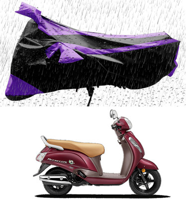 Mdstar Waterproof Two Wheeler Cover for Suzuki(Access 125, Black, Purple)