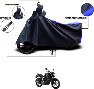 GOSHIV-car and bike accessories Waterproof Two Wheeler Cover for Yamaha(FZ16, Black, Blue)