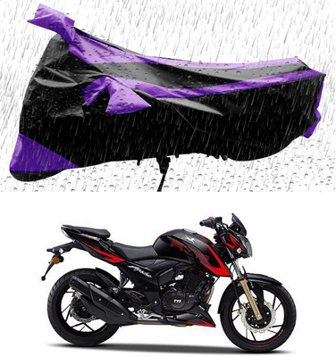 APNEK Two Wheeler Cover for TVS(Apache RTR 200 4V, Black, Purple)