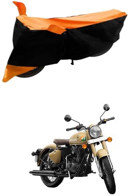 Ascension Two Wheeler Cover for Royal Enfield(Classic 350, Black, Orange)