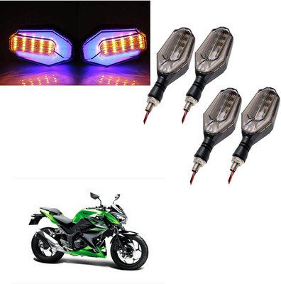 COMICAL Front, Rear LED Indicator Light for Kawasaki Universal For Bike(Blue, Yellow)
